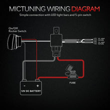 MICTUNING HD+ 12 Gauge LED Light Bar Wiring Harness Kit with 60Amp Relay, 3 Free Fuse, Rocker Switch Blue(2 Lead)