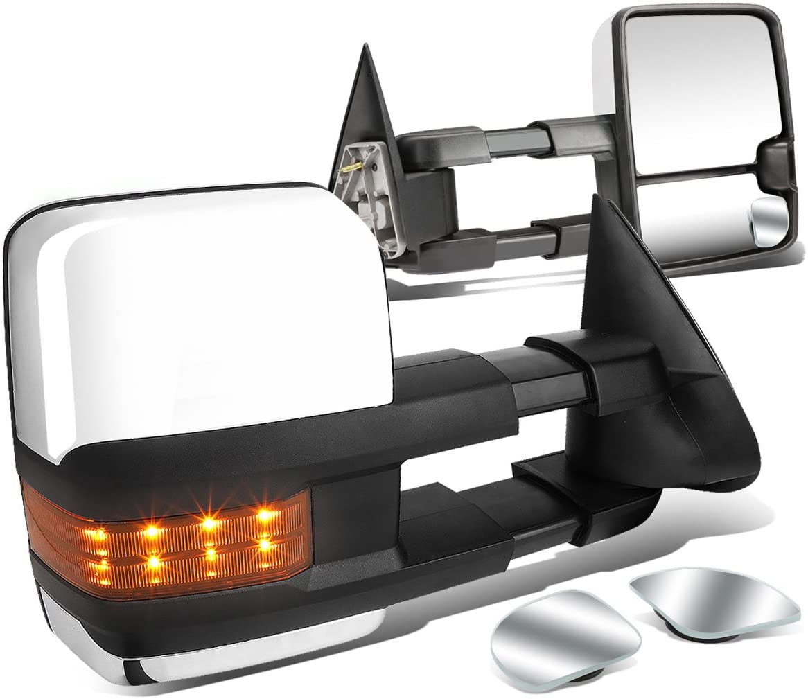 DNA Motoring TWM-015-T666-CH-AM+DM-074 Pair of Towing Side Mirrors + Blind Spot Mirrors
