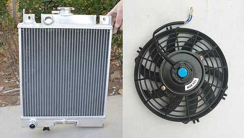 Aluminum Radiator + FAN for Suzuki Swift GTI 1989-1994 1.0L 1.3L 1.6L MT 1990 1991 1992 1993