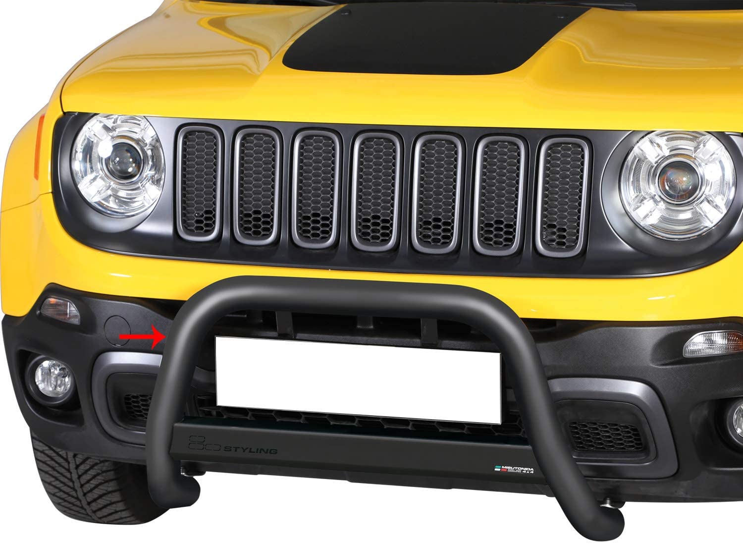 OMAC Auto Accessories Bull Bar | Stainless Steel Front Bumper Protector | Black Grill Guard Fits for Jeep Renegade 2015-2018