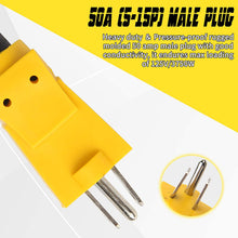 OPL5 15A Male to 50A Female Twist Locking Connector RV Adapter Cord with LED Indicator, 12" Heavy Duty Trailer Electrical Power Cords Plug Adapter (15 Amp to 50 Amp Locking)