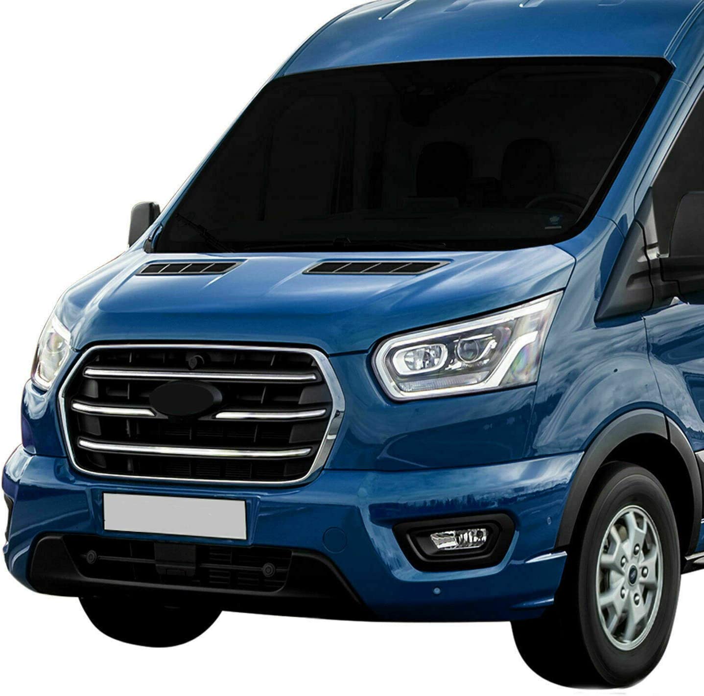 OMAC Stainless Steel Chrome Cover Trim Protector | Chrome Front Bumper Grille Cover and Surround Frame Kit 5 Pcs. | Fits Ford Transit 2019-2021