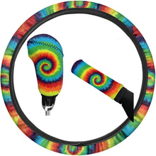 Babrukda Car Interior Accessiores for Women - 15 Inch Adjustable Streering Wheel Cover+Auto Gear Shift Knob Cover+Handbrake Cover Set Mandala Flower Non-Slip Soft Fit Most Cars Sedan SUV Van Truck