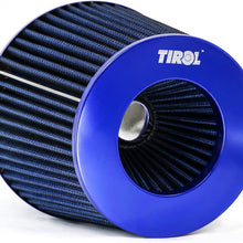 TIROL Air Filter Round Tapered Universal Auto Cold Air Intake Adjustable Neck 3"-3.5"-4" Blue