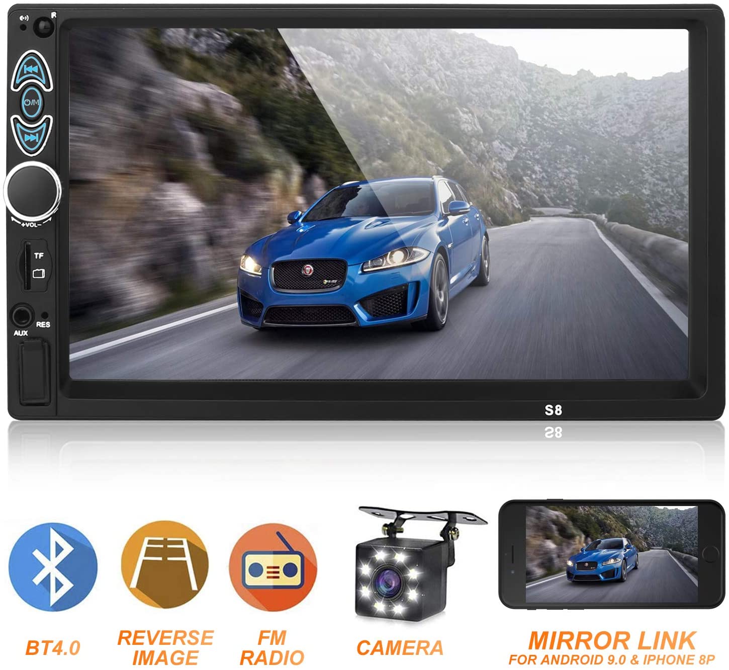 haoxuandianzi Double Din Car Stereo,Upgraded Version 7 Inch Touch Screen Car MP5 Player Support Backup Rear View Camera FM Radio Car Audio with Hands-Free Mirror Link