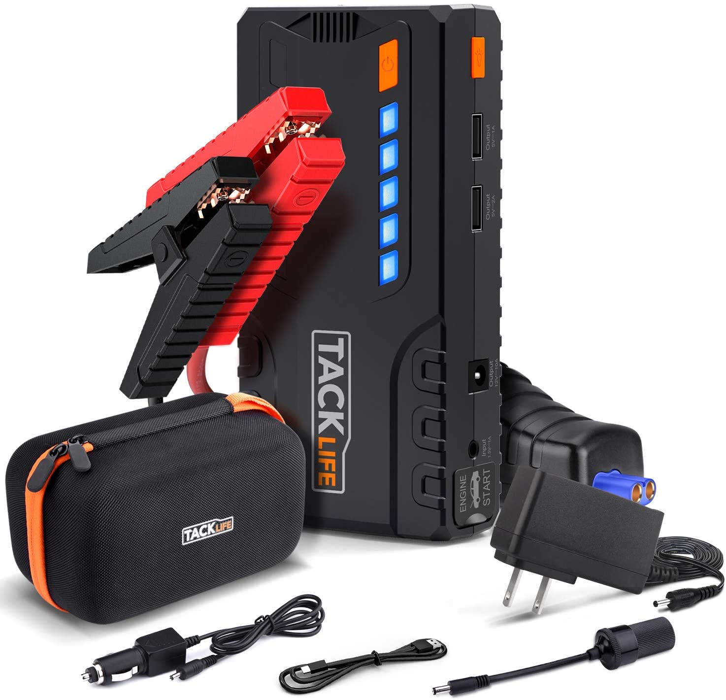 TACKLIFE T6 800A Peak 18000mAh Car Jump Starter (up to 7.0L Gas, 5.5L Diesel Engine) with Long Standby, Quick Charge, 12V Auto Battery Booster, Portable Power Pack for Cars, Trucks, SUV
