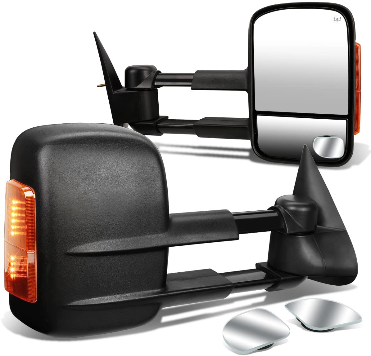 DNA Motoring TWM-021-T888-BK-AM+DM-074 Pair of Towing Side Mirrors + Blind Spot Mirrors