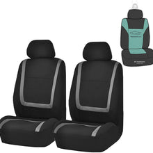 FH Group FB032102 Unique Flat Cloth Pair Set Seat Covers w. 2 Detachable Headrests,Gray/Black- Fit Most Car, Truck, SUV, or Van