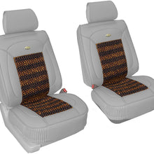 FH Group PU203102 Premium Leather Seat Leather Cushion Pad Seat Covers w. Cooling Rosewood Beads, Brown-Fit Most Car, Truck, SUV, or Van