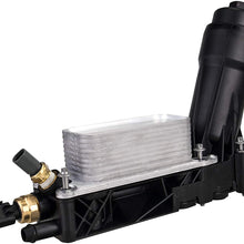 Engine Oil Cooler Filter Housing Adapter w/Sensors 3.6L 3.2L Compatible with 2011 2012 2013 Chrysler 200, 300, Town & Country, Dodge, Jeep Grand and More OE#5184294AE
