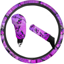 Babrukda Car Interior Accessiores for Women - 15 Inch Adjustable Streering Wheel Cover+Auto Gear Shift Knob Cover+Handbrake Cover Set Mandala Flower Non-Slip Soft Fit Most Cars Sedan SUV Van Truck