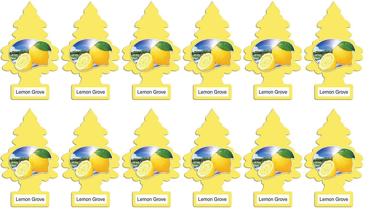 LITTLE TREES Car Air Freshener | Hanging Paper Tree for Home or Car | Lemon Grove | 12 Pack