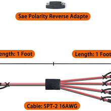 POWISER SAE 4 to 1 Extension Cable Quick Disconnect Connector, 1 SAE Polarity Reverse Adaptors, for Automotive, Solar Panel SAE Plug