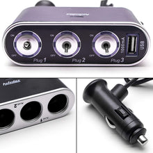 Xotic Tech 1 Set Car Cigarette Lighter Adapter 3 Socket, 12V Cigarette Lighter Splitter with USB Charging Ports, Car Charger w/Switches for Cell Phone Tablet