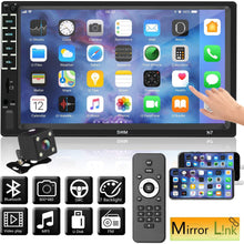 Leadfan 7" Car Stereo Touch Screen Car Audio Receiver Double Din FM Radio Bluetooth Video Remote Control MP5/4/3 Player Android iPhone Mirror Link USB/SD/AUX Hands Free Calling with Camera (Double Din Car Stereo System-with camera)