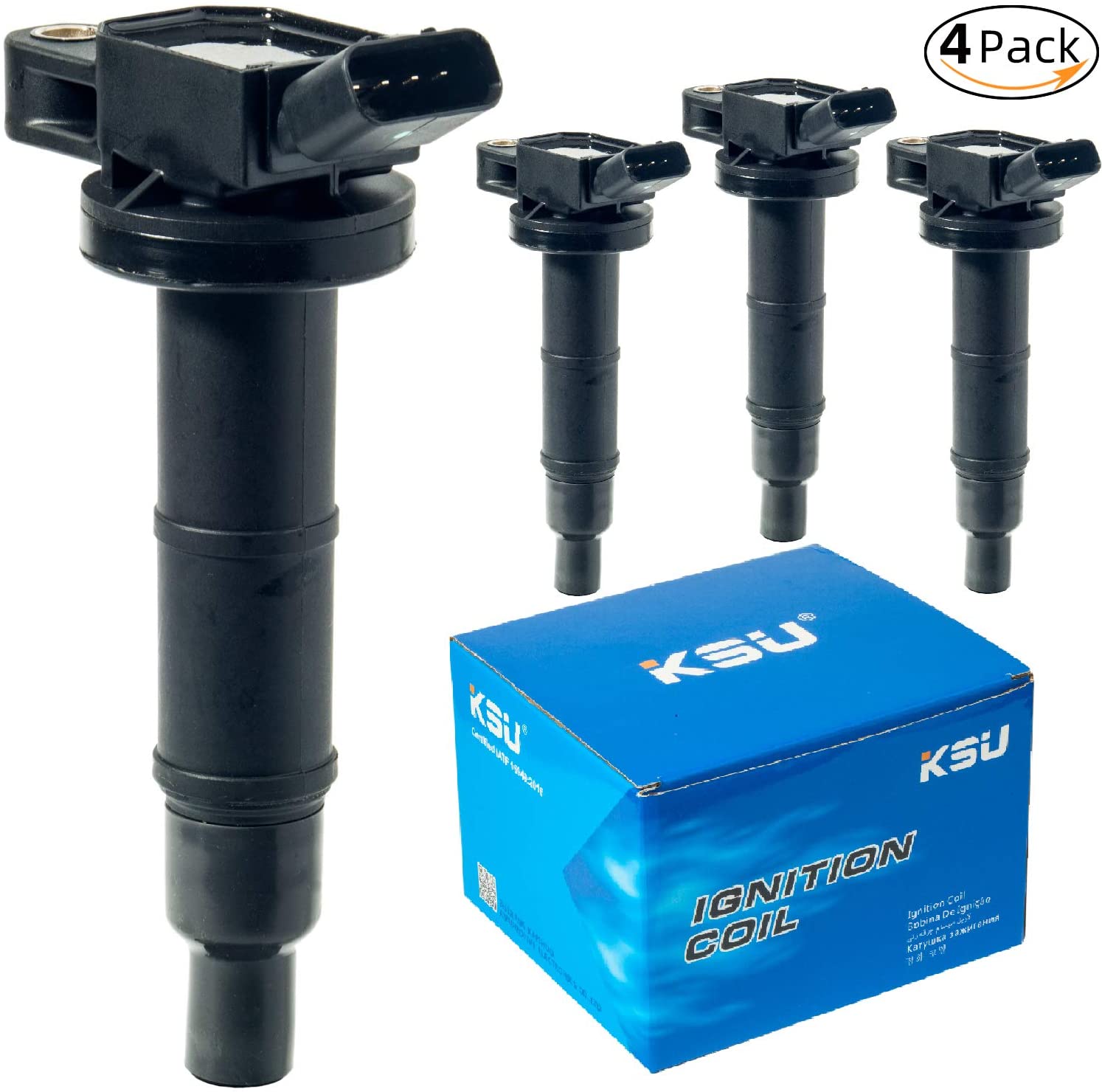 KSU Compatible With Ignition Coil Pack for 2.4L Toyota Camry Highlander RAV4 tC, UF333, 90919-02244, C1330, 6731307(4 pack) (4PCS)