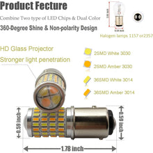 iBrightstar Newest Super Bright 1157 2057 2357 7528 BAY15D P21/5W Switchback LED Bulbs with Projector Replacement for Daytime Running Lights / DRL and Turn Signal Lights,White/Amber