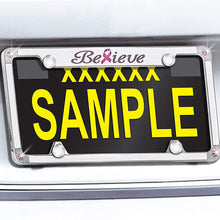 Warrior Breast Cancer Pink Ribbon ‘Believe’ License Frame Designed with Pink Crystals from Swarovski