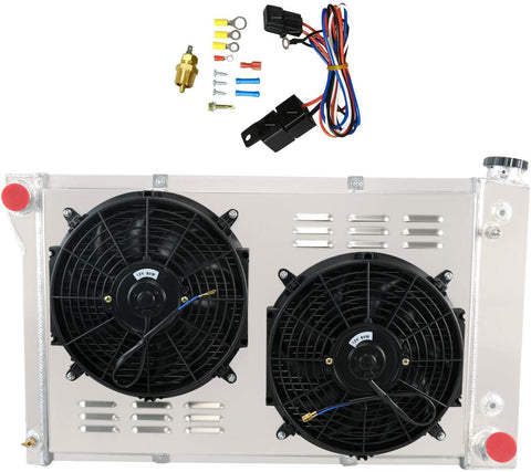 CoolingCare 3 Row All Aluminum Radiator+ Shroud w/Fans for 1967-72 Chevrolet C&K Series Pickup Many Models
