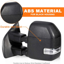 ROADFAR Towing Mirrors Compatible with 2017-2019 For Ford F250 F350 F450 Super Duty Tow Mirrors Power Heated Turn Signal Clearance Auxiliary Parallel Auxiliary Light Temperature Sensor Black Housing