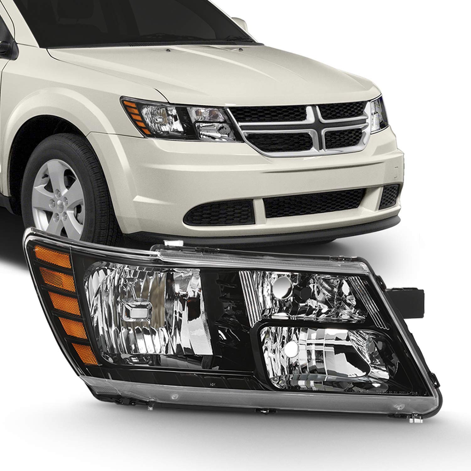 Passenger Side Lamp Fits 2009-2019 Dodge Journey Black Trim Original Manufacturer Style Headlight Assembly