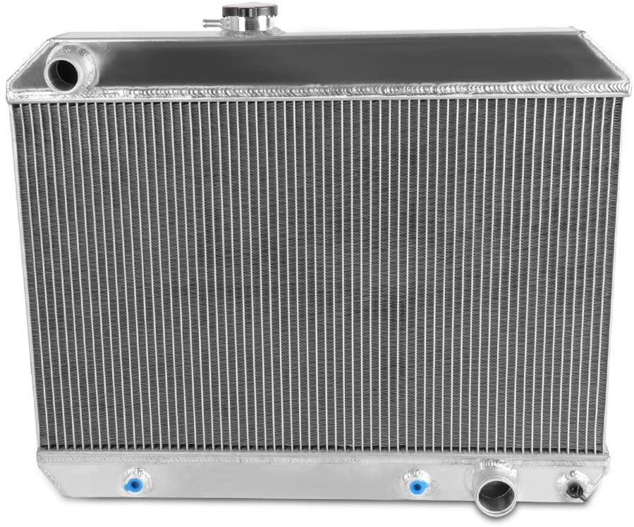 2 Row Short Aluminum Radiator For Pontiac GTO Tempest LeMans Silver 1965 1966 1967