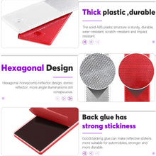 Swpeet 20Pcs Universal Red + White Plastic Rectangular Stick-on Car Reflector Sticker, Door Reflectors Interior Red + White Compatible Warning Plate Adhesive Reflector for Most Car