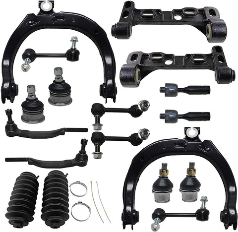Detroit Axle - 18PC Front Upper and Lower Control Arms w/Ball Joint, Sway Bar, Inner and Outer Tie Rod Kit for 2004-2007 Chevy Trailblazer/Buick Rainier/GMC Envoy/Isuzu Ascender