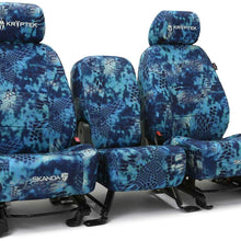 Rear SEAT: ShearComfort Custom Kryptek Neo-Supreme Seat Covers for Toyota Corolla (2020-2020) in Black w/Kryptek Neo-Supreme Banshee for 40/60 Split Back Solid Bottom w/Pullout Arm and 3 Molded.