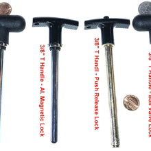Pin, Tensile - 3/8" Diameter | 3-3/4" Locking Space || Round Black Plastic T Knob | Universal Weight Stack Replacement SELECTOR Key -| Detent Hitch PINS || Chrome Plated Steel Shaft | by SBD