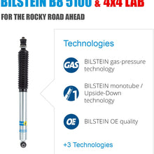 Bilstein B8 5100 Series 2 Front Shocks Kit for 99-04 Ford F-250 Super Duty 4WD 0-2.5 inch lift Ride Monotube replacement Gas Charged Height Adjustable Shock absorbers part number 33-187297