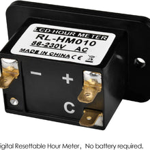 Jayron Rectangular LCD Digital Hour Meter AC 86-230V Resettable No Battery Required,for Small Engine Quad Bike Motorcycle Lawn Mower Snowmobile Motocross Chainsaw