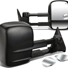Replacement for Silverado/GMC Sierra Black Powered Heated Glass Manual Extendable Towing Side+Blind Spot Mirror wBezel