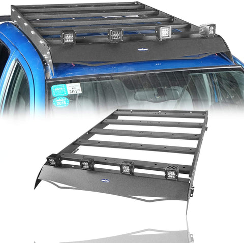 u-Box Top Roof Rack Luggage Cargo Carrier w/4x LED Lights for 2 Gen 3 Gen Toyota Tacoma 4-Door 2005-2021