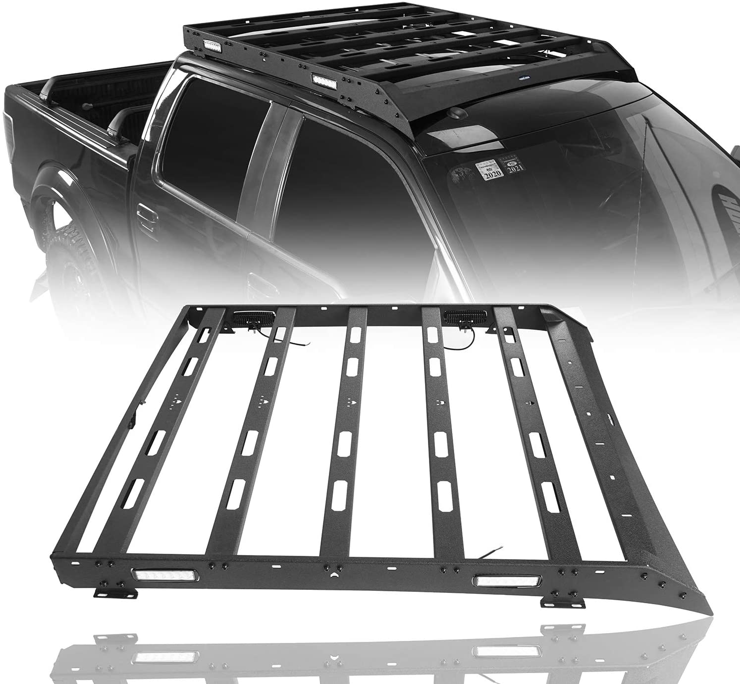 Hooke Road F150 Roof Rack Cargo Carrier Compatible with Ford Raptor & F-150 Super Crew 2009 2010 2011 2012 2013 2014 Pickup Truck