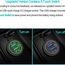 YONHAN Quick Charge 3.0 Dual USB Car Charger with Switch, Waterproof 36W 12V USB Outlet Fast Charger Power Outlet for Marine Boat Motorcycle Truck Golf Cart and More Red