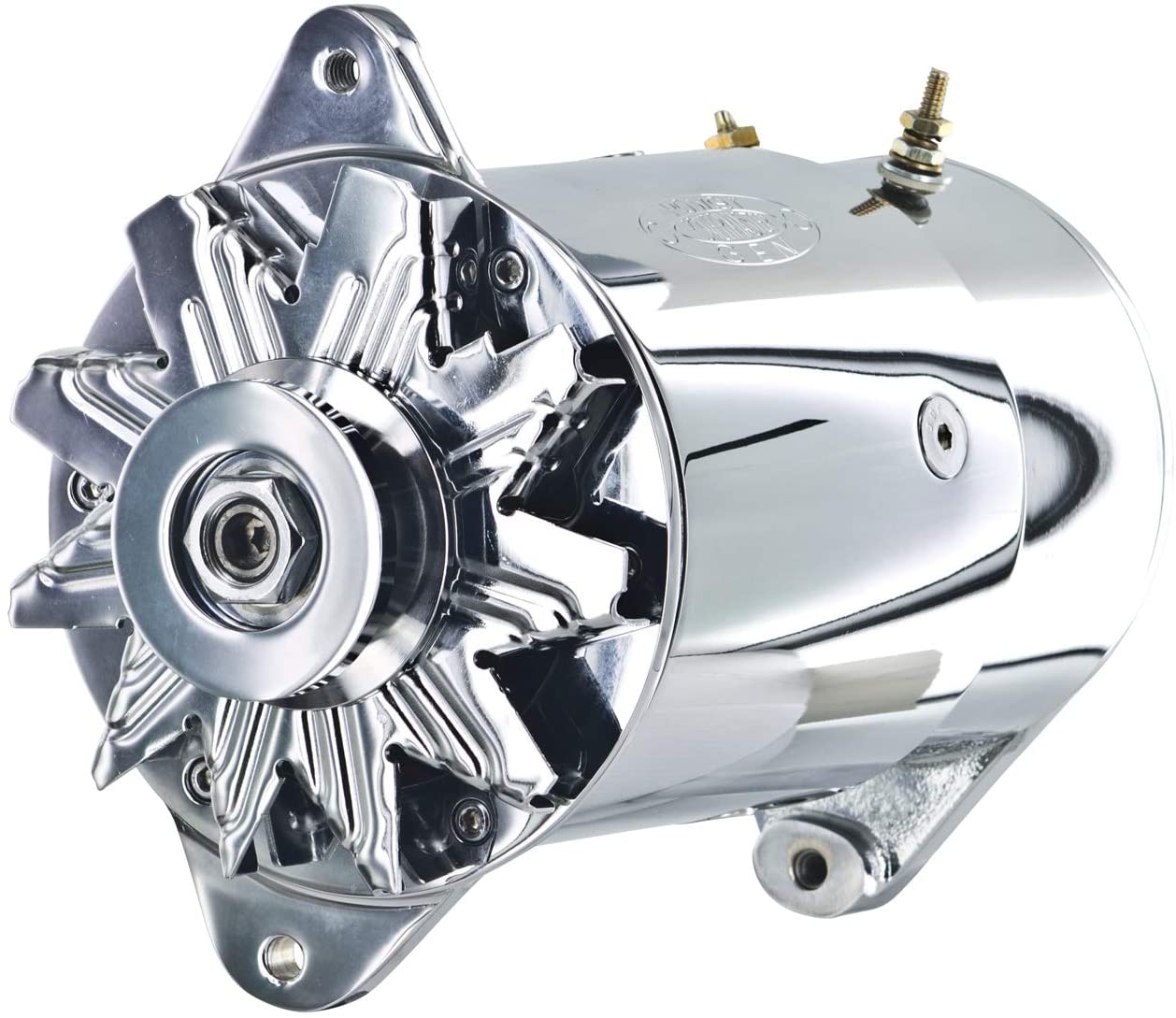 Powermaster 182051-2 Chrome Alternator (PowerGEN Long 90A 12V with Lamp Term)