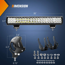 Nilight 20Inch 126W Flood Combo Road Light Bar 2PCS 18w 4Inch Spot LED Pods with Wiring Harness Kit, 2 Years Warranty