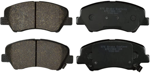 KFE KFE1593-104 Ultra Quiet Advanced Premium Ceramic Brake Pad Front Set Compatible with: 2012-2017 Hyundai Accent; 2012-2017 KIA Rio