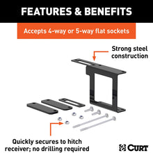 CURT 58001 Easy-Mount Vehicle Trailer Wiring Connector Mounting Bracket for 2-Inch Receiver, 4 or 5-Way Flat