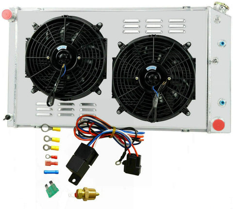 ALLOYWORKS 3 Row All Aluminum Radiator+Shroud Fan+Relay For 1971-1990 Chevy C/K/G/P 10 20 30 Pickup Caprice/For 1972-1980 GMC C/G/K 15 25 35 1500 2500 3500 / For 1965-1990 Buick LeSabre Electra Cent