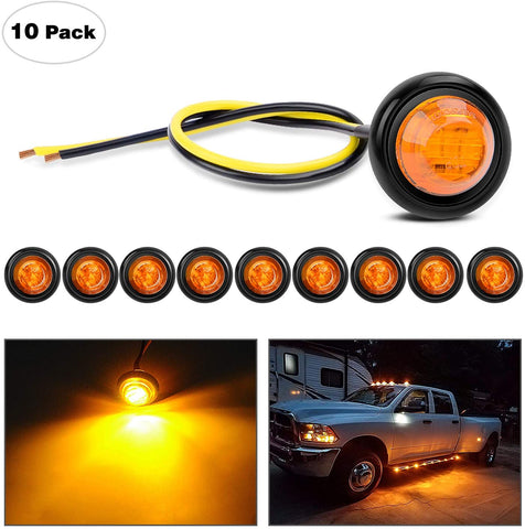 Nilight TL-03 10 PCS 3/4” Round Clearance LED Front Rear Side Indicator Bullet Marker Light for Truck RV Car Bus Trailer Van Caravan Boat (12V, Amber), 2 Years Warranty