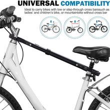 BUNKER INDUST Bike Bar Bicycle Top Tube Cross-bar Rack, Adjustable Frame Adapter for Bike Rack, Suit Y-Frame Children Ladies Mountain Road Bikes