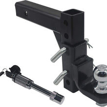 Open Road Brands OPENROAD 5000lbs Capacity 8-Position Drop Ball Mount for Towing, 10" Adjustable Trailer Hitch 2inch Trailer Ball,2 Safety Clip and 5/8 Inch Hitch Pin Lock