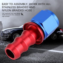 Qiilu AN6 Straight 45 90 180 Degree Push On Twist Lock Oil Gas Fuel Line Hose End Male Fitting Aluminum Alloy Blue and Red(0°)
