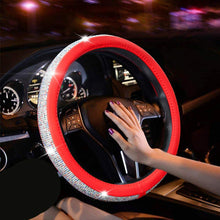 ChuLian Bling Diamond Car Steering Wheel Cover with Crystal Rhinestones Universal 15 Inch for HRV CRV Accord Corolla Prius rav4 Tacoma Camry Fusion Focus (Rose Red)