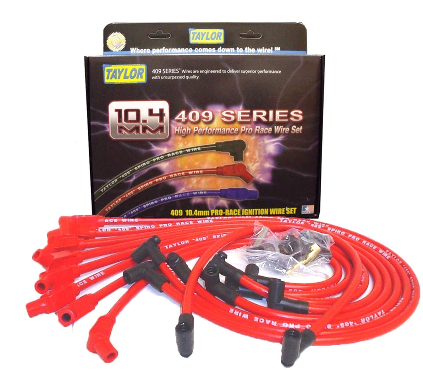 Taylor Cable 79258 409 Pro-Race Spiro-Wound Core Spark Plug Wire Set
