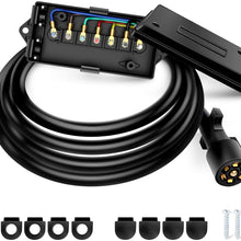 Nilight Heavy Duty 7 Way Inline Trailer Plug with 7 Gang Junction Box - 8 Feet, Trailer Connector Cable Wiring Harness with Weatherproof Junction Box Suitable for RV Automotives Cars,2 Years Warranty