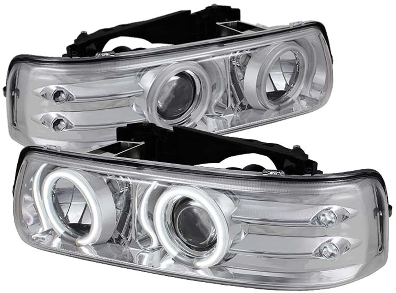 Spyder Auto PRO-YD-CS99-CCFL-BK Chevy Silverado 1500/2500/3500/Chevy Suburban 1500/2500/Chevy Tahoe Black CCFL LED Projector Headlight with Replaceable LEDs