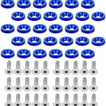 RKURCK M6x20mm CNC Billet Aluminum Fender Bumper Washer Bolt Engine Bay Dress Up Fastener Kit for Auto Vehicle Refitting 30 Pcs
